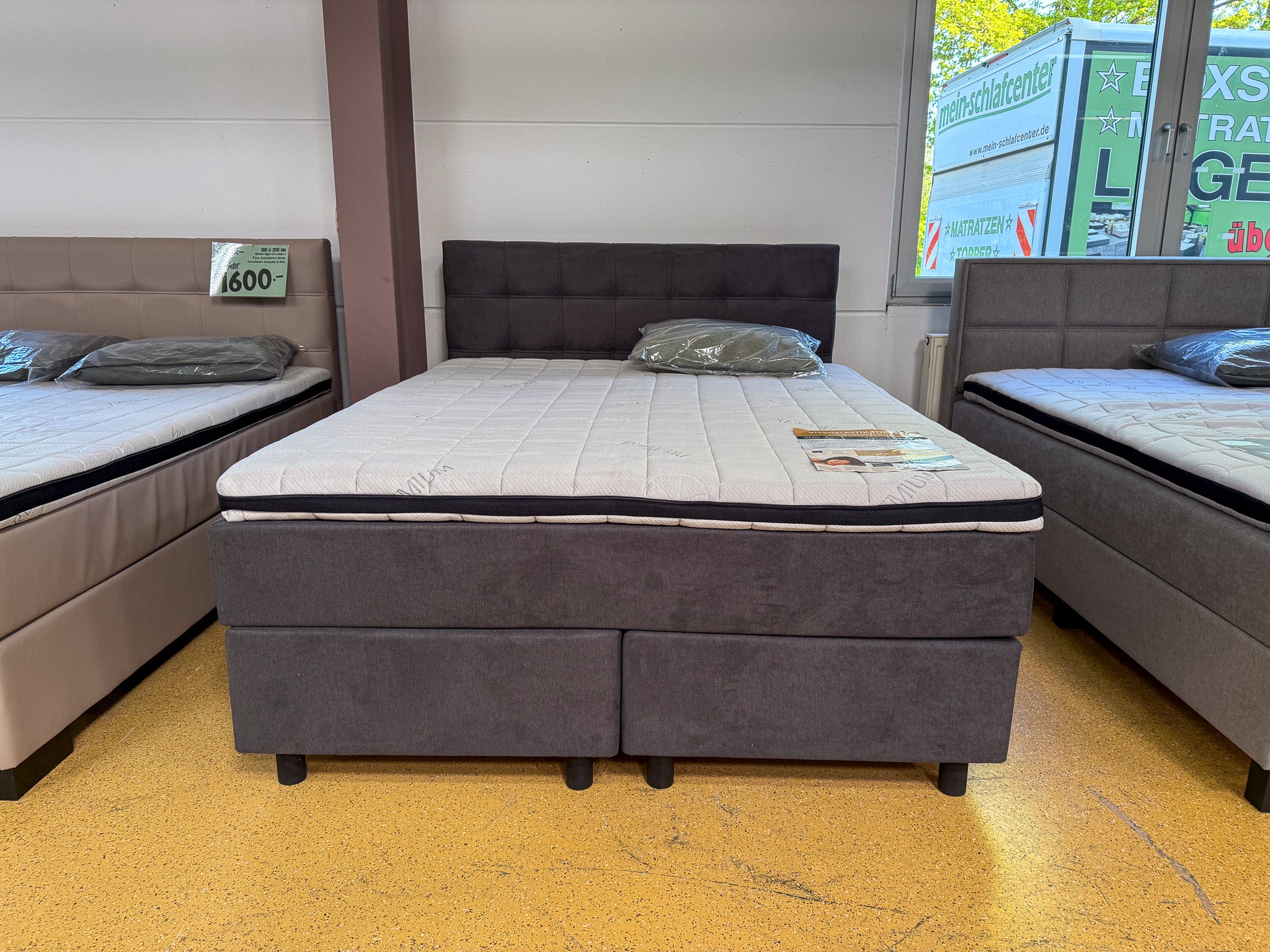 Boxspringbett 160x200 Dunkelgrau 5 Teilig