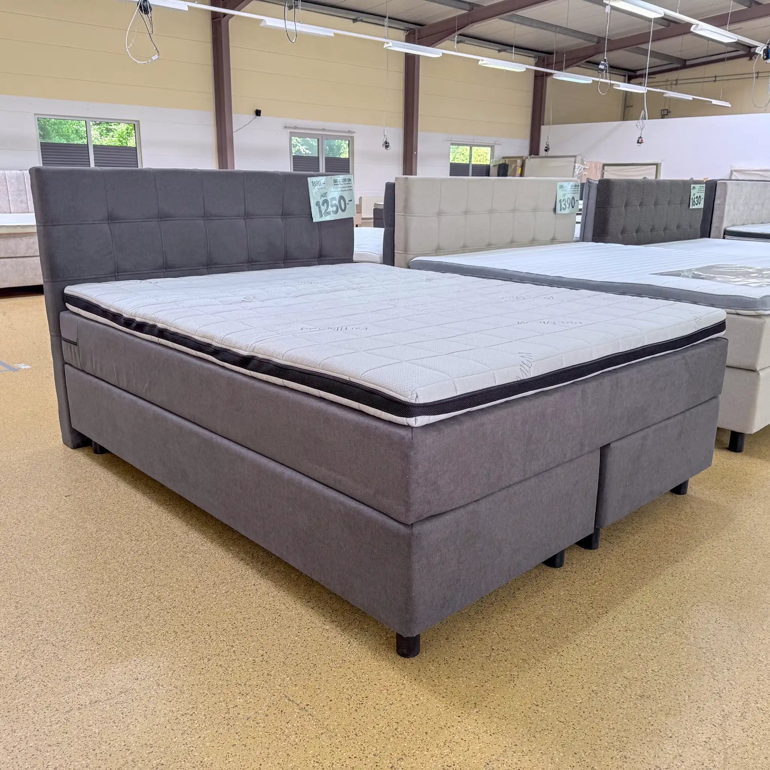 Boxspringbett 160x200 Stoff Dunkelgrau 5 Teilig