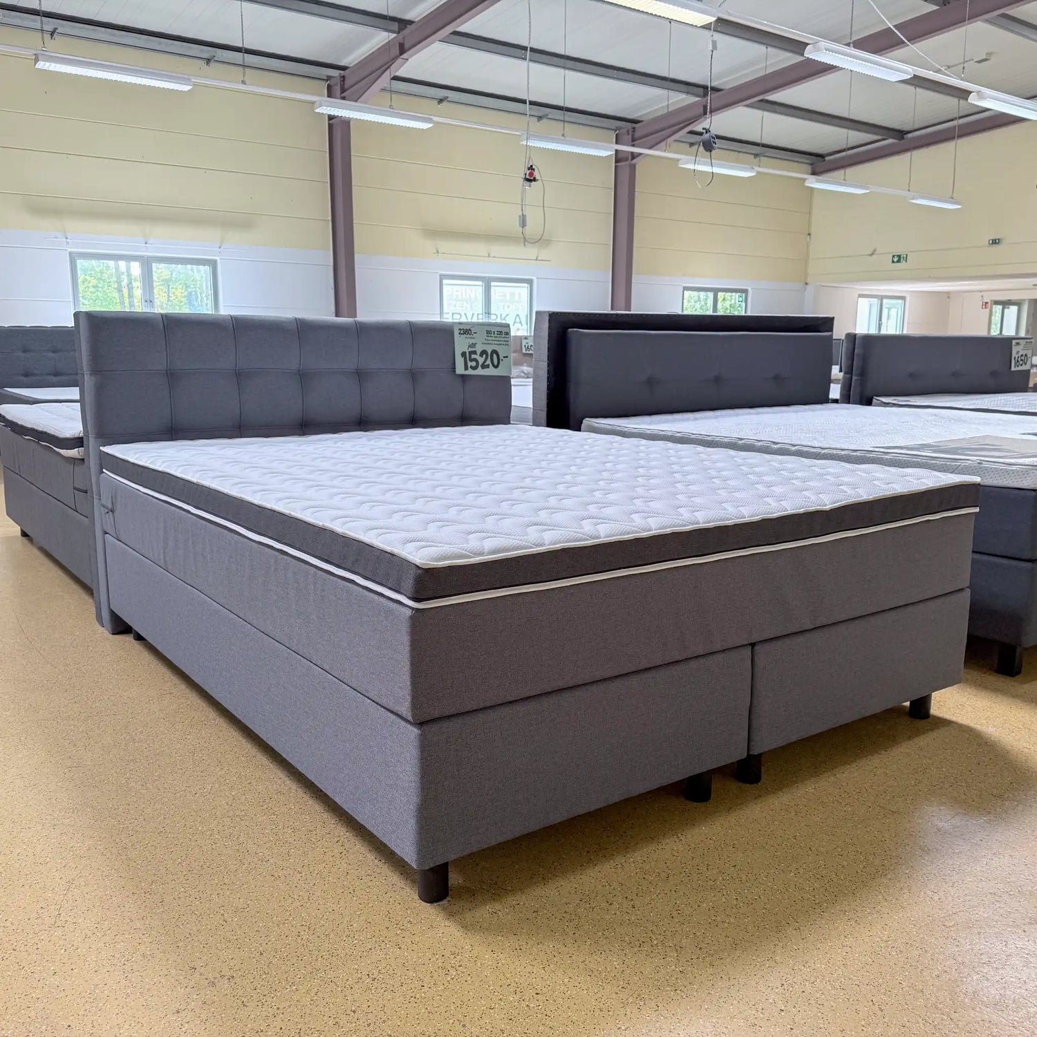 Boxspringbett 180x220 Grau Stoff 5 Teilig