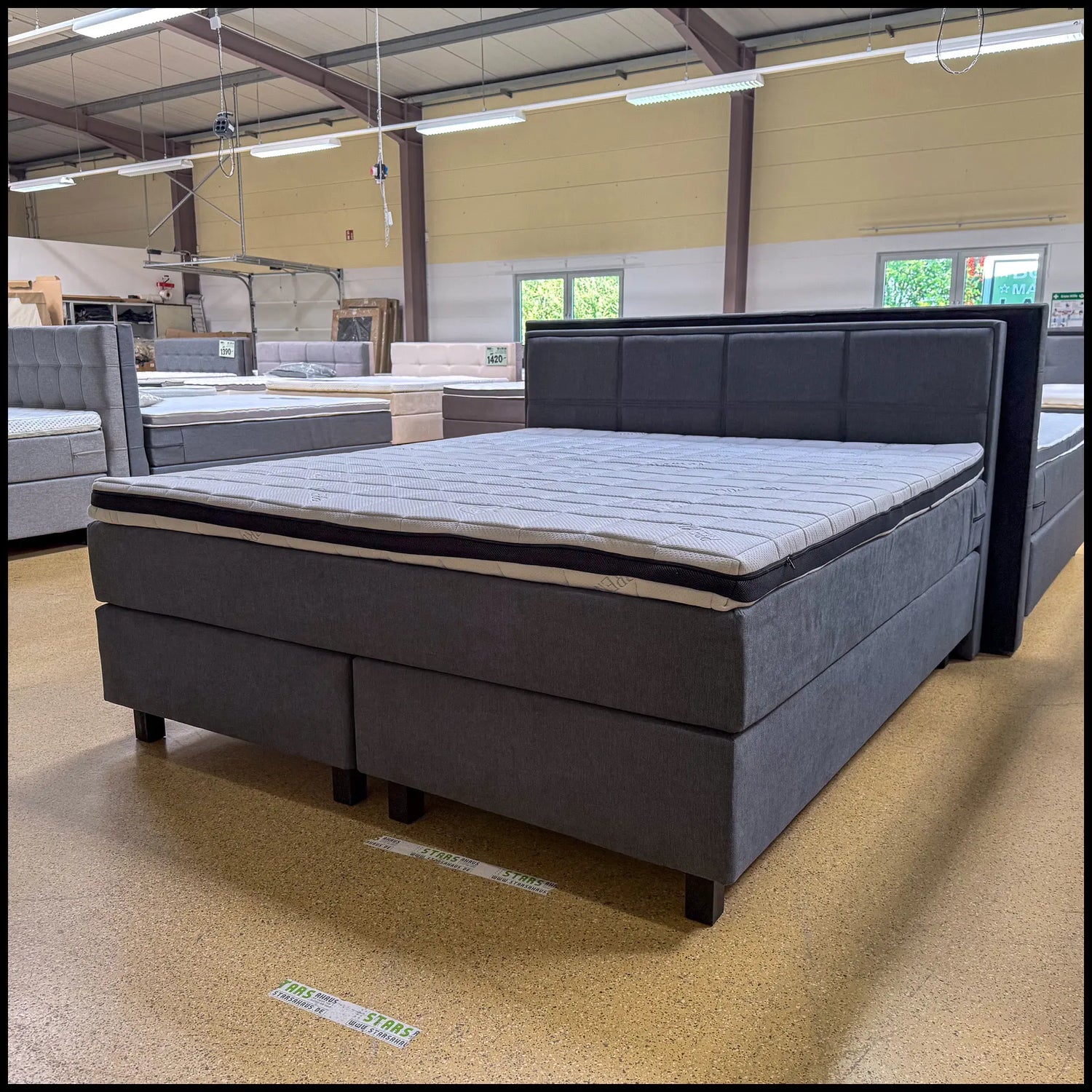 Boxspringbett 180x200 Stoff Dunkelgrau 5 Teilig