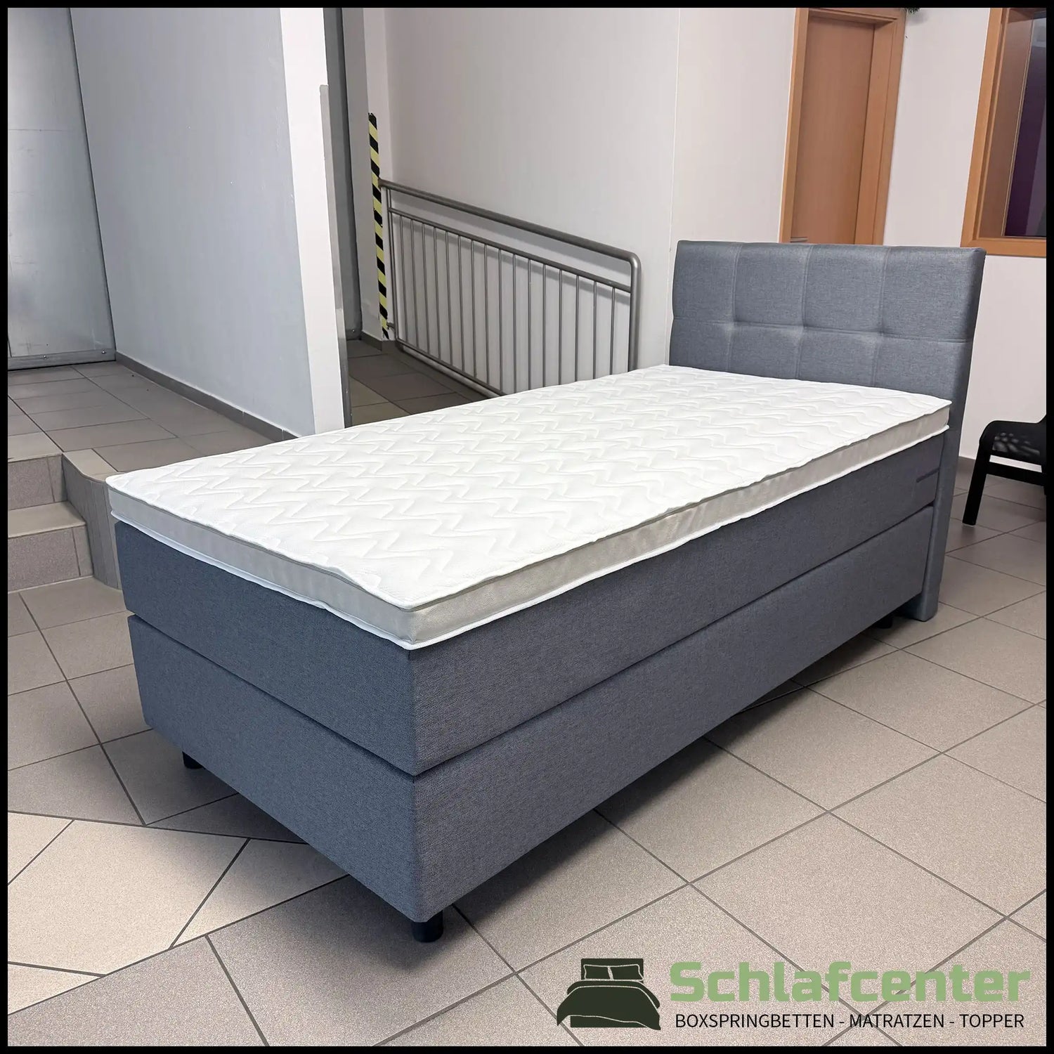 Boxspringbett 100x200 Grau Stoff 4 Teilig