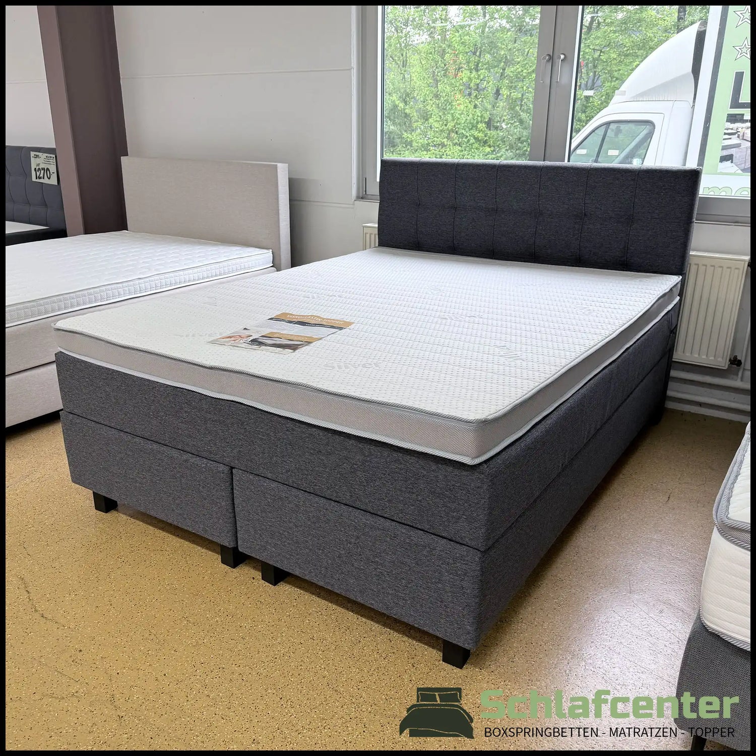 Boxspringbett 160x200 Stoff Dunkelgrau 5 Teilig
