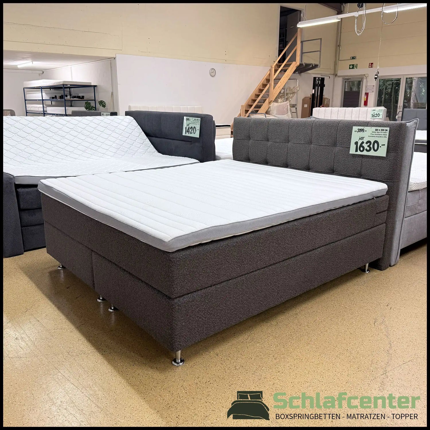 Boxspringbett 180x200 Stoff Bouclé Braun 5 Teilig
