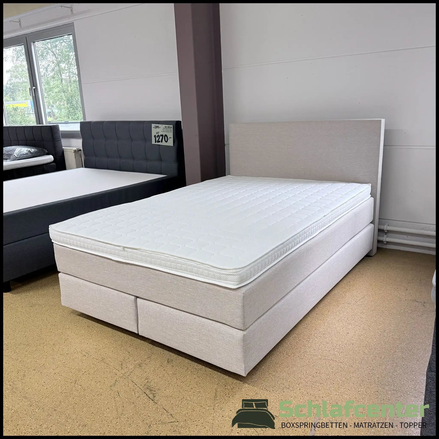 Boxspringbett 140x200 Stoff gewebt Beige 5-Teilig