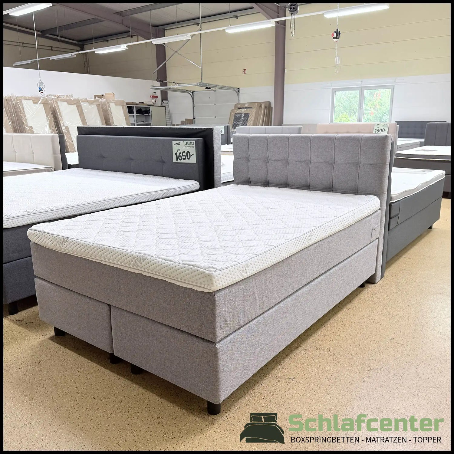 Boxspringbett 140x200 Stoff Grau Silber 5 Teilig