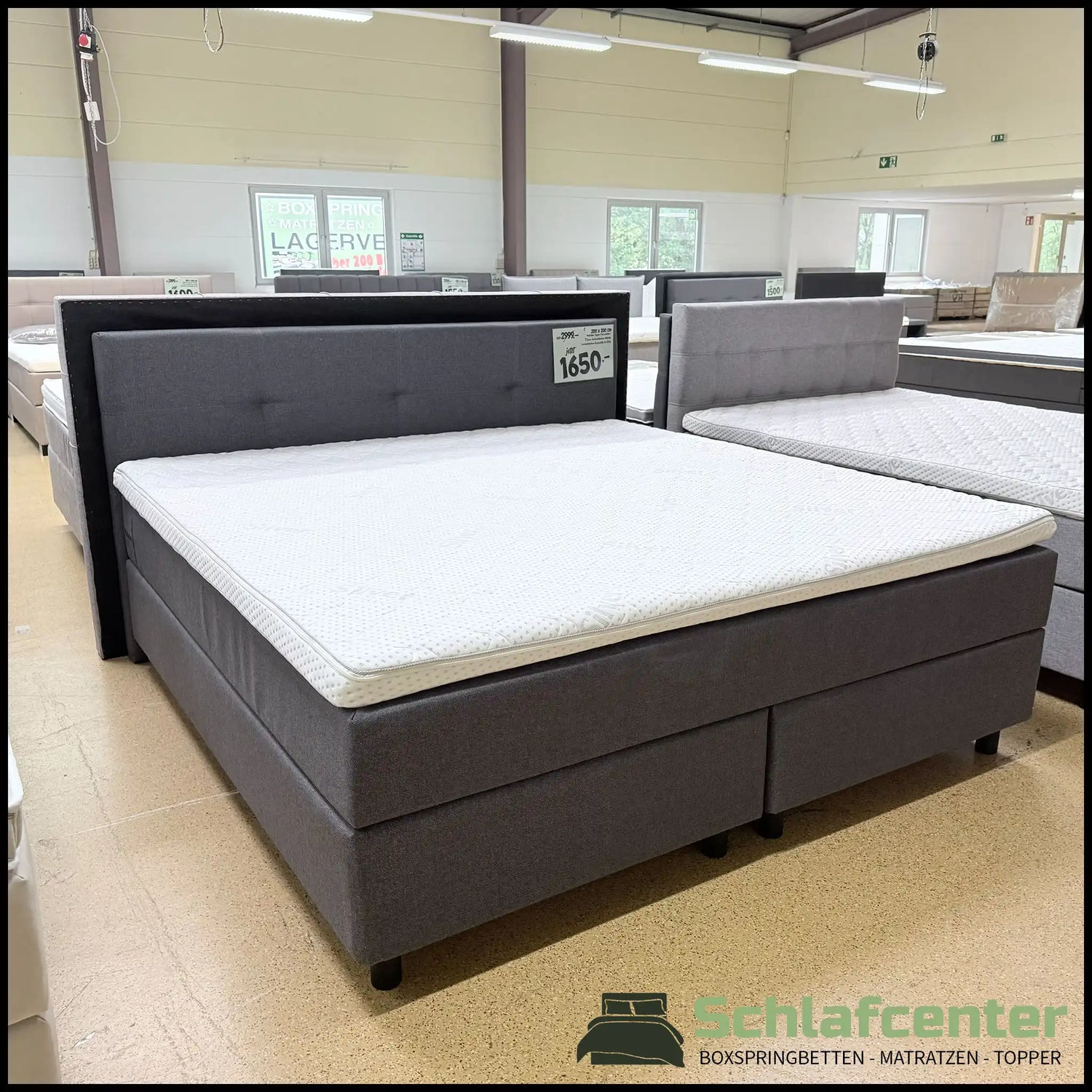 Boxspringbett 200x200 Grau Anthrazit Stoff 5 Teilig