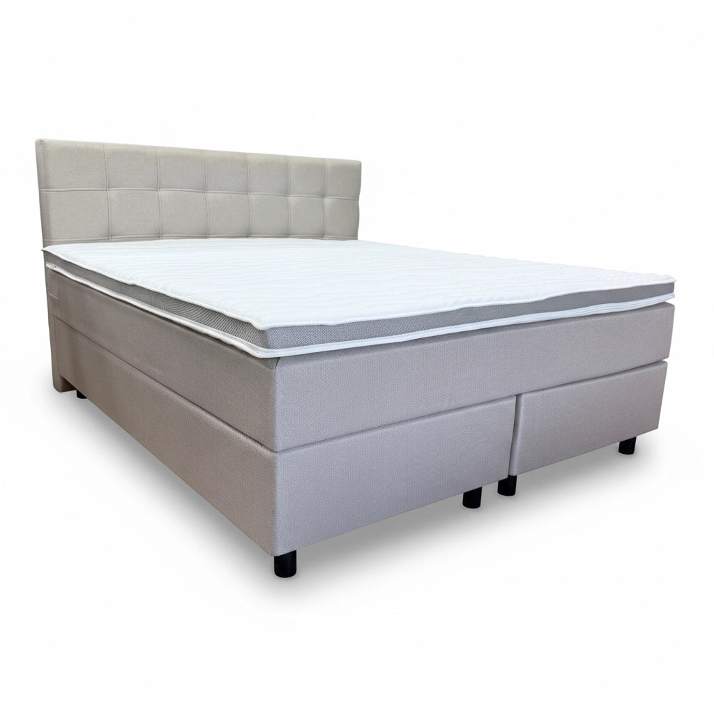 Boxspringbett 180x200 Stoff Beige 5 Teilig