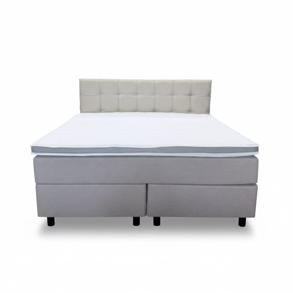 Boxspringbett 180x200 Stoff Beige 5 Teilig