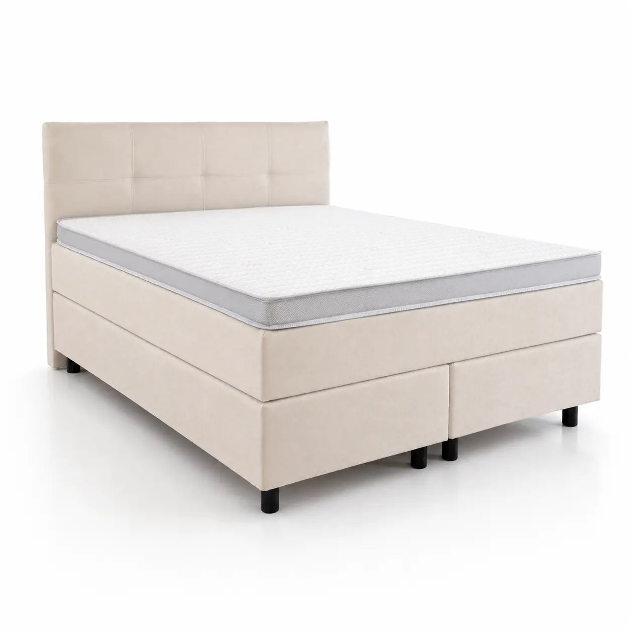 Boxspringbett 160x200 Stoff Beige Creme 5 Teilig