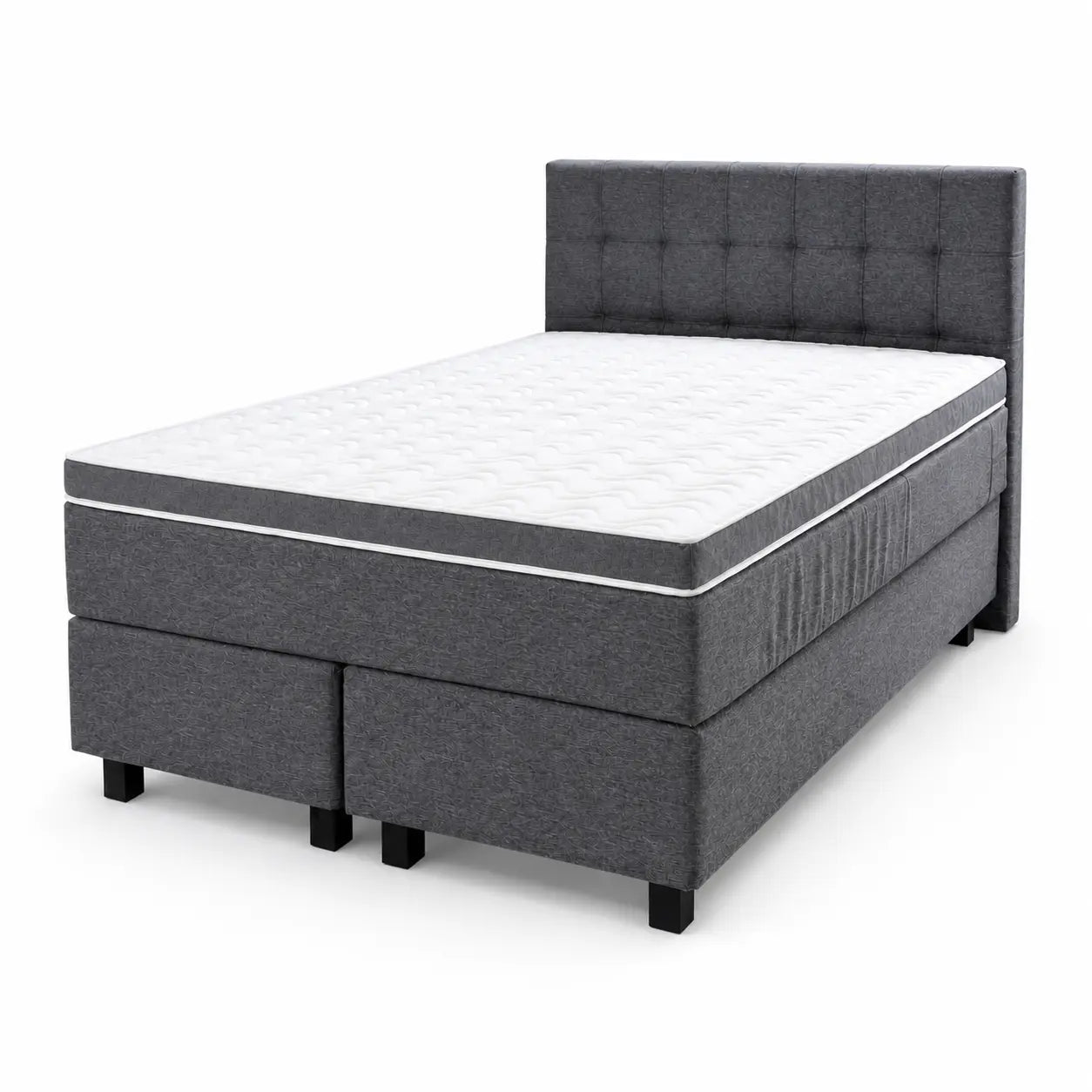 Boxspringbett 140x200 Stoff Grau 5 Teilig