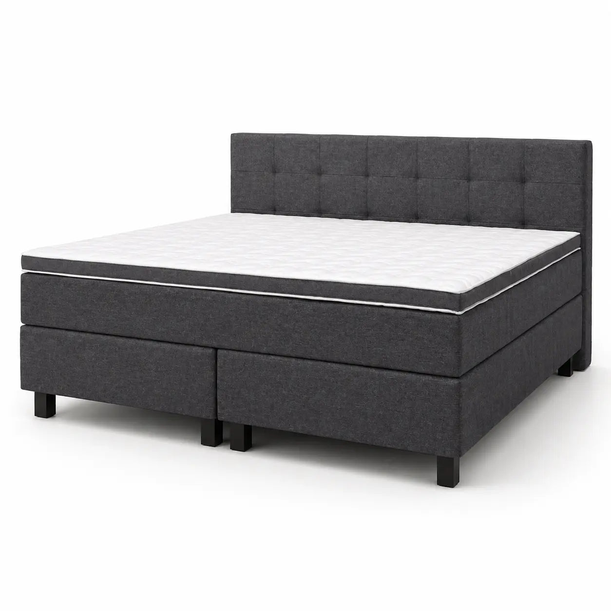 Boxspringbett 200x200 Grau Stoff 5 Teilig