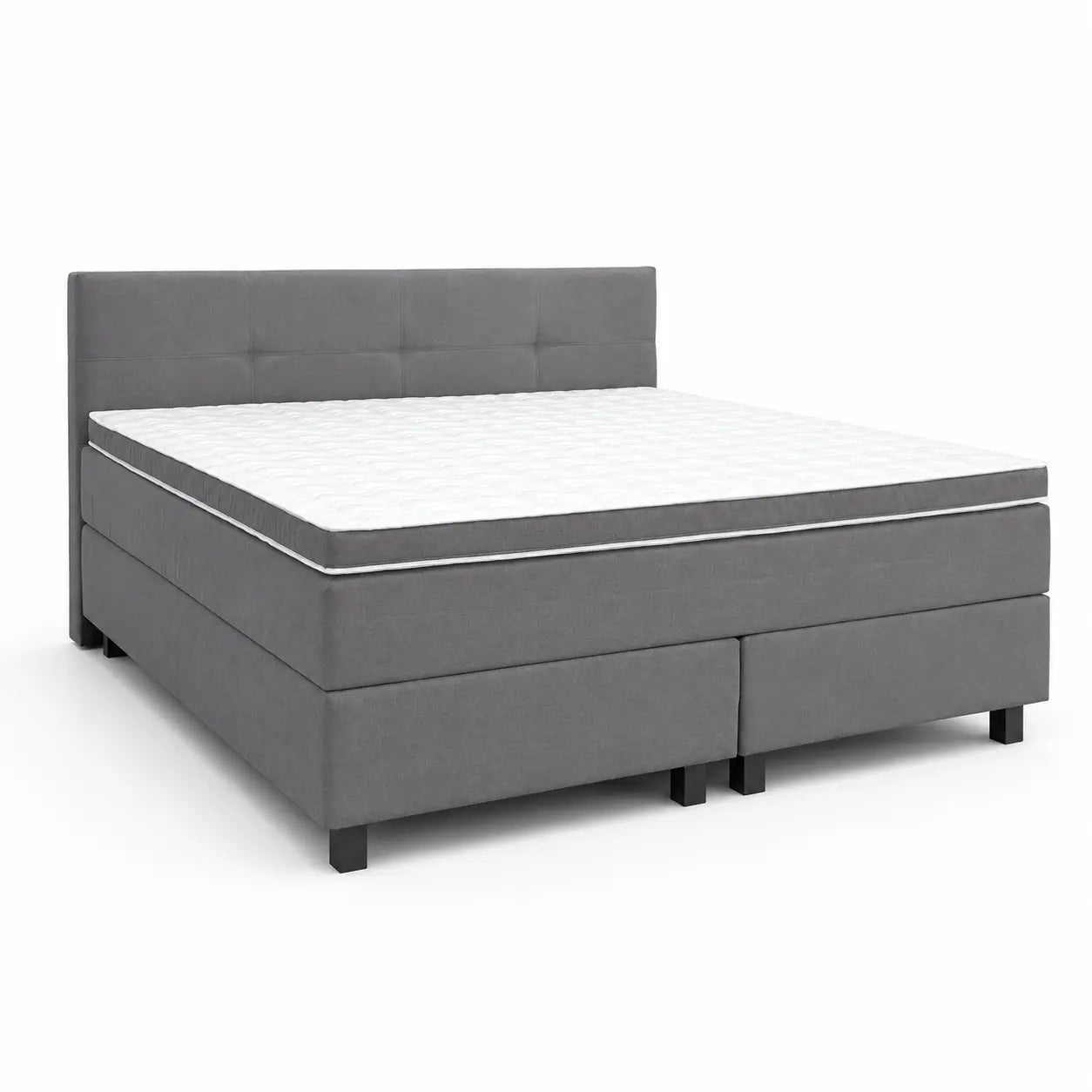 Boxspringbett 200x220 Stoff Grau Dunkelgrau 5 Teilig