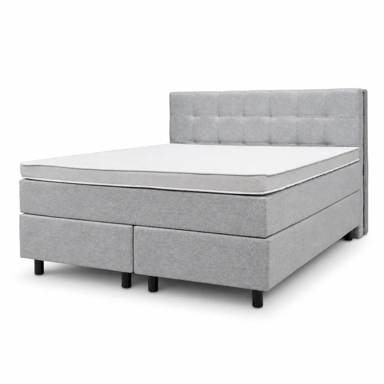 Boxspringbett 160x200 Stoff Grau 5 Teilig