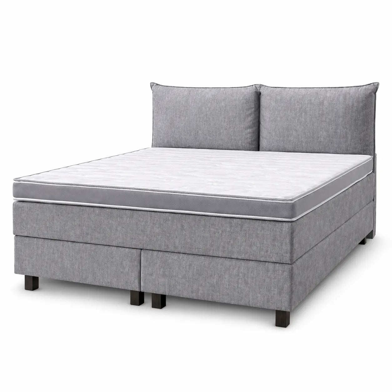 Boxspringbett 180x200 Stoff Grau Blau 5 Teilig