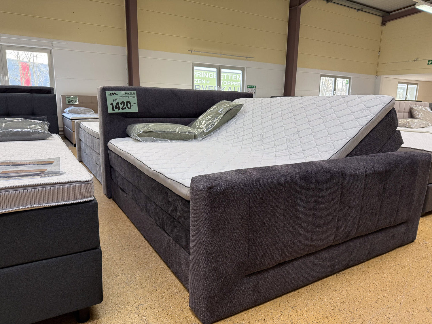 Boxspringbett 180x200 Anthrazit Grau Stauraum