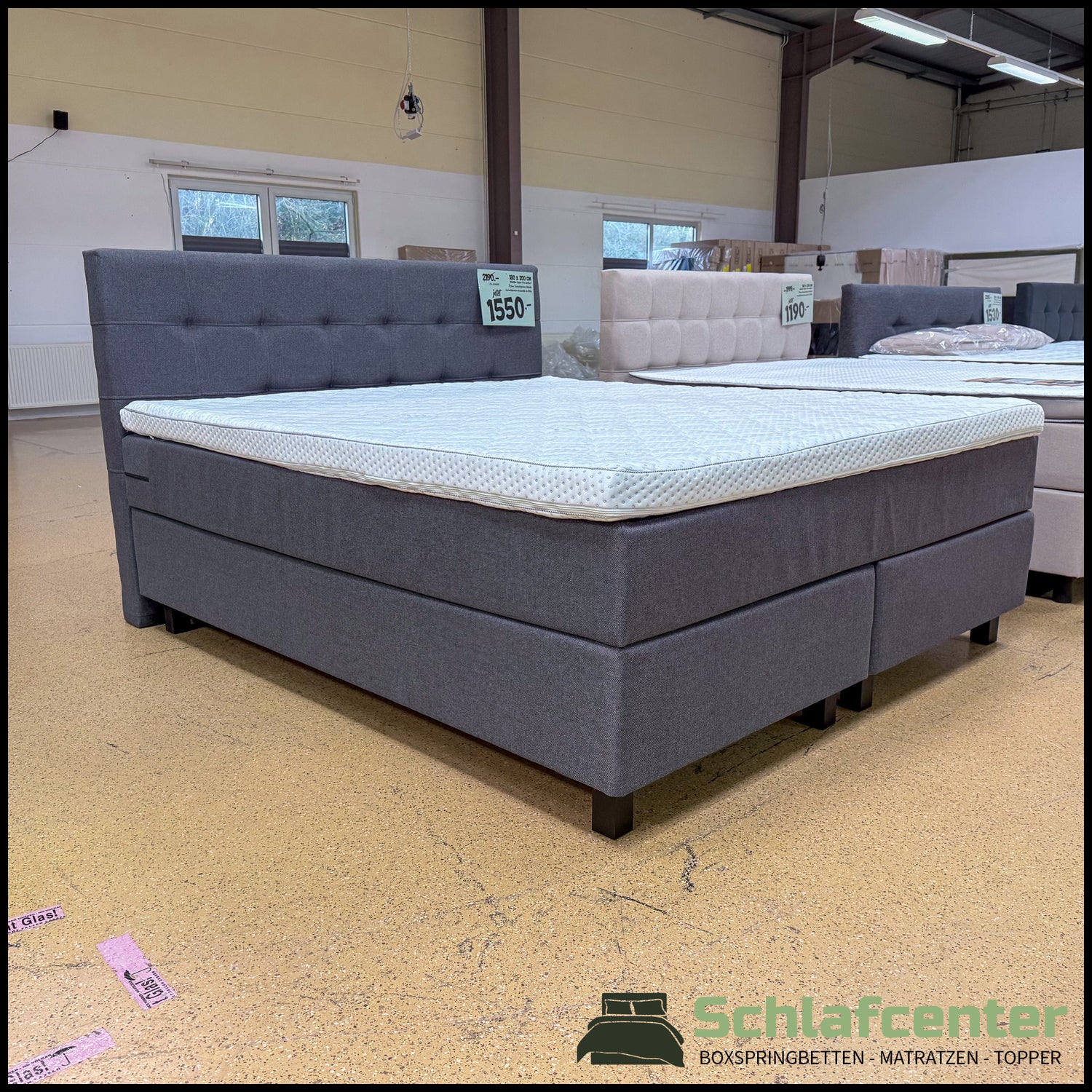 Boxspringbett 180x200 Stoff Dunkelgrau 5 Teilig