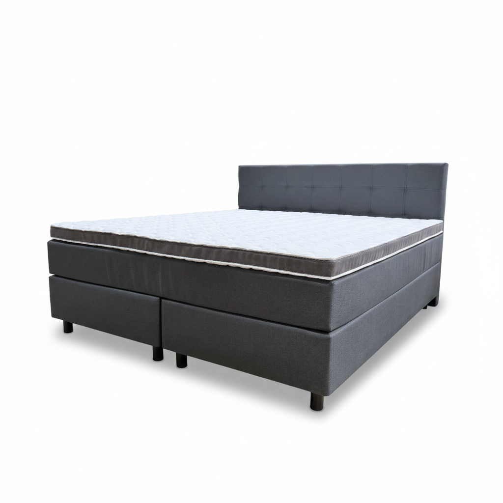 Boxspringbett 200x220 Stoff Dunkelgrau 5 Teilig