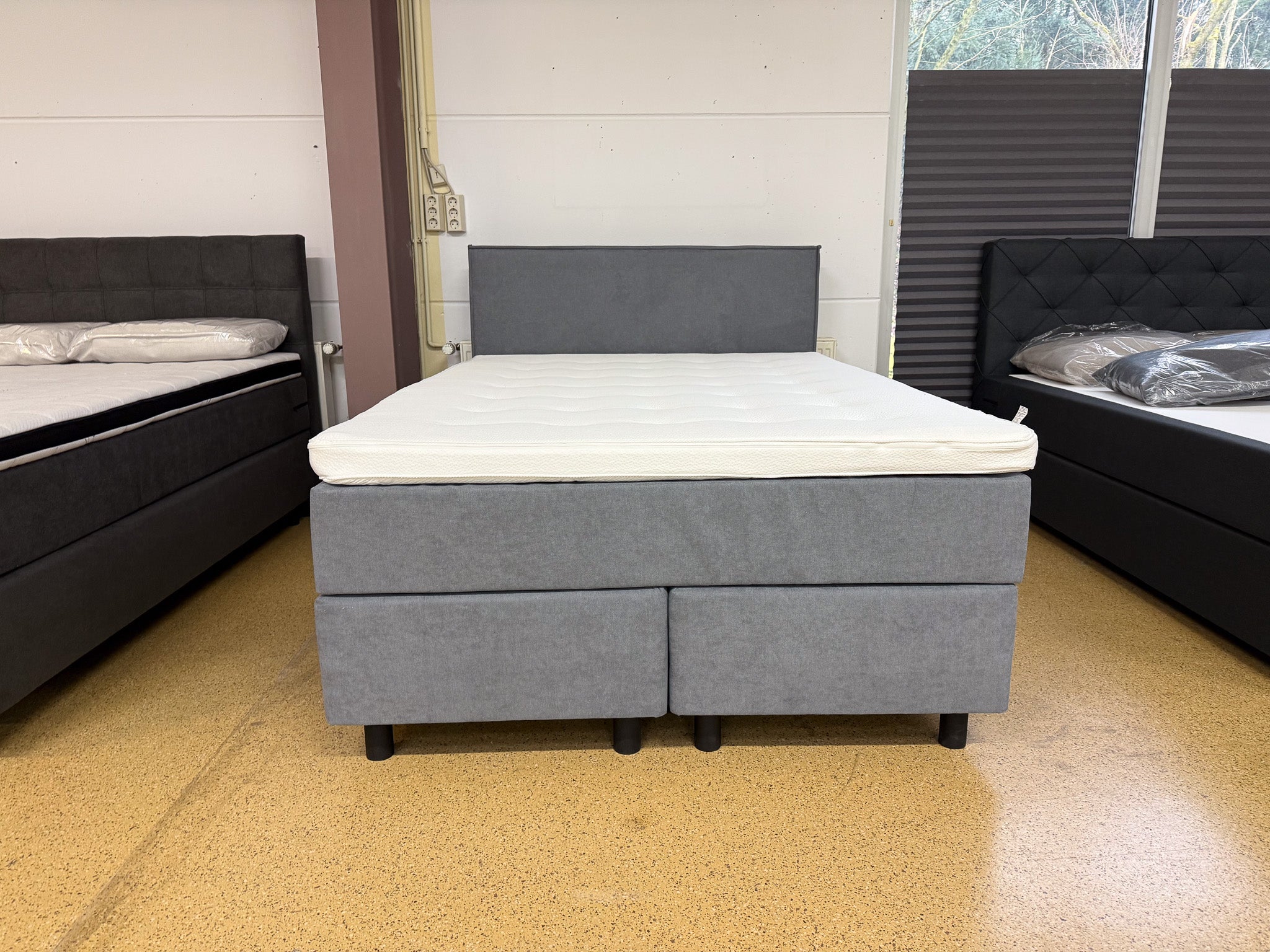 Boxspringbett 140x200 Grau 5 Teilig