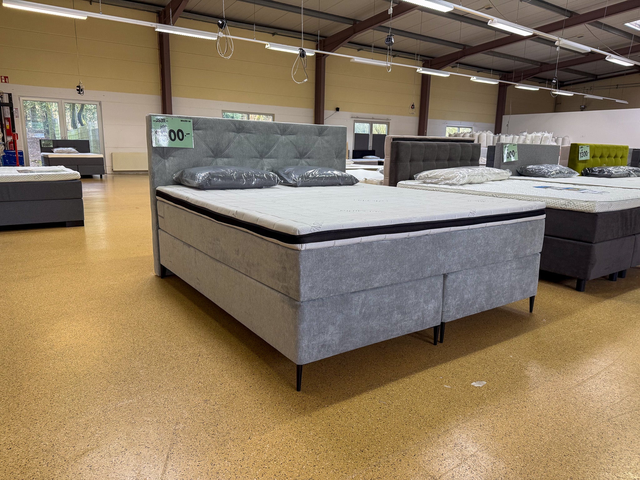 Boxspringbett 180x200 Hellgrau 5 Teilig