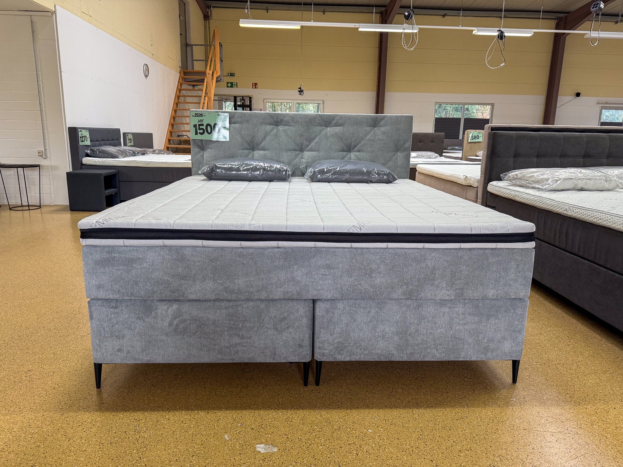 Boxspringbett 180x200 Hellgrau 5 Teilig