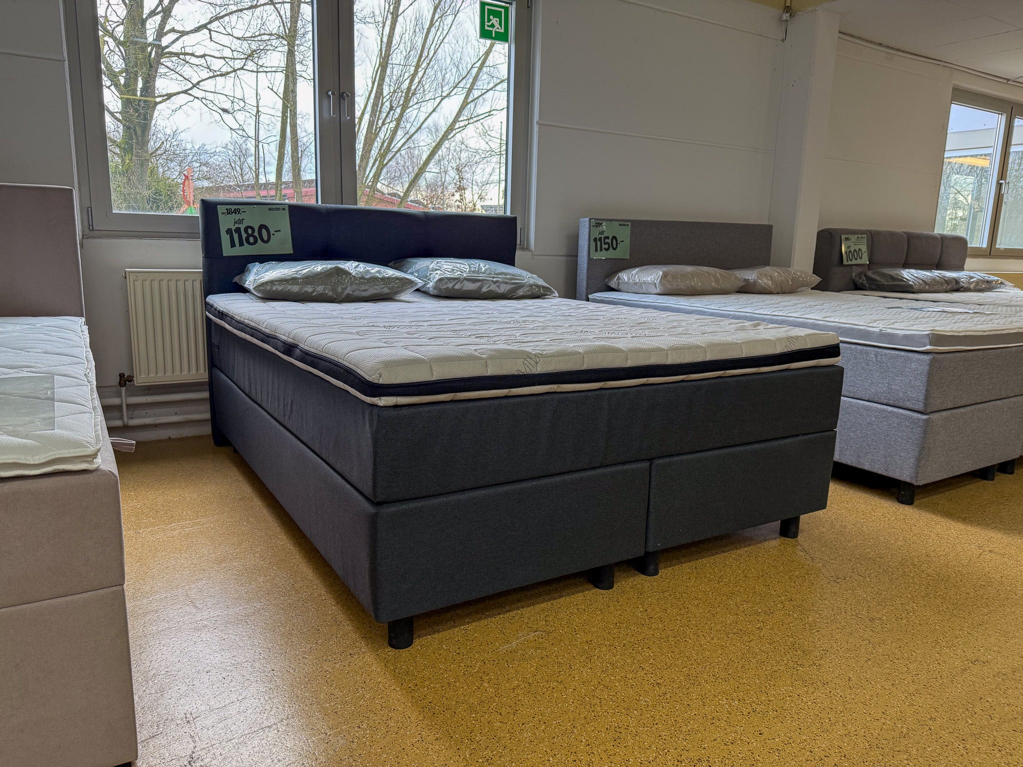 Boxspringbett 160x200  5 Teilig - Dunkelgrau - Bett