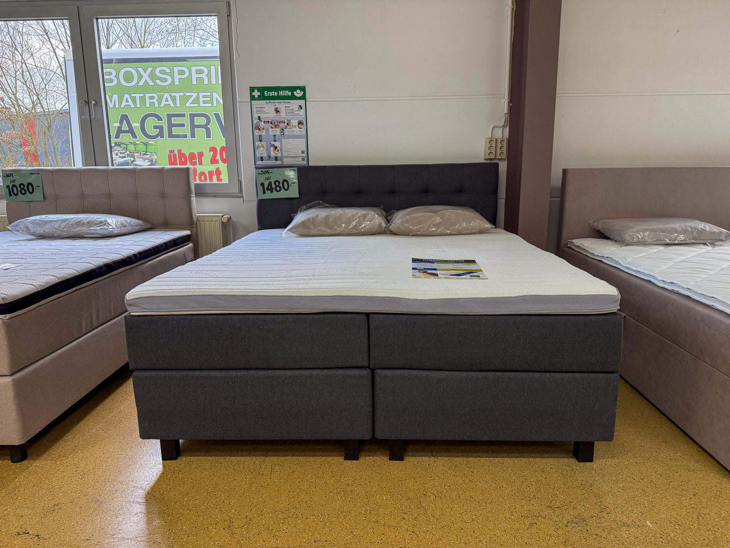 Boxspringbett 180x200 6 Teilig - Grau - Bett