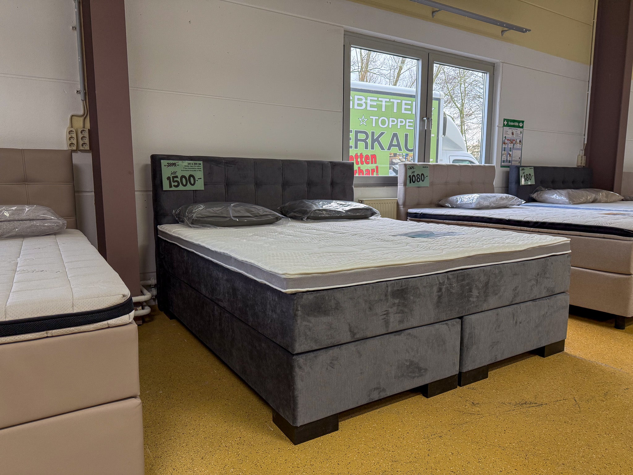 Boxspringbett 180x200 Dunkelgrau 5 Teilig