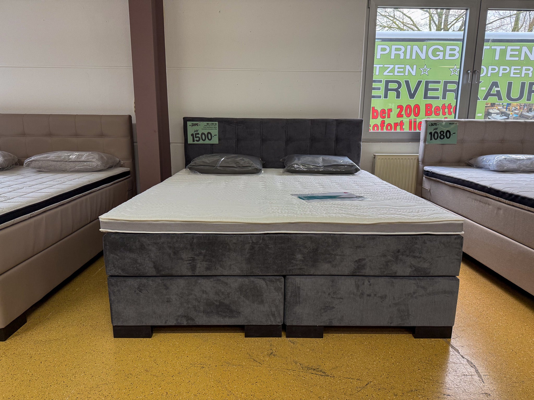 Boxspringbett 180x200 Dunkelgrau 5 Teilig