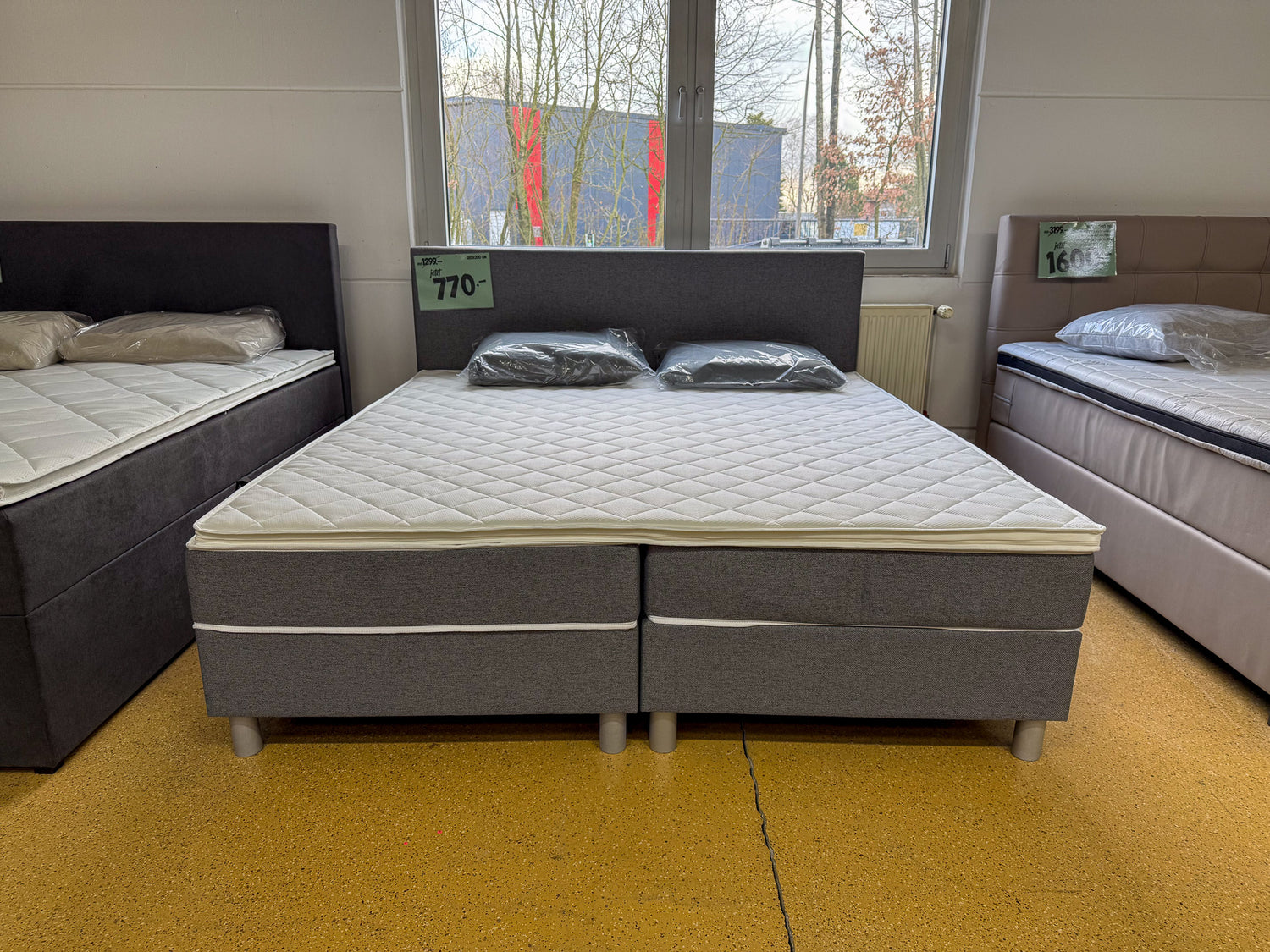 Bett 180x200 6 Teilig - Hellgrau - Bett