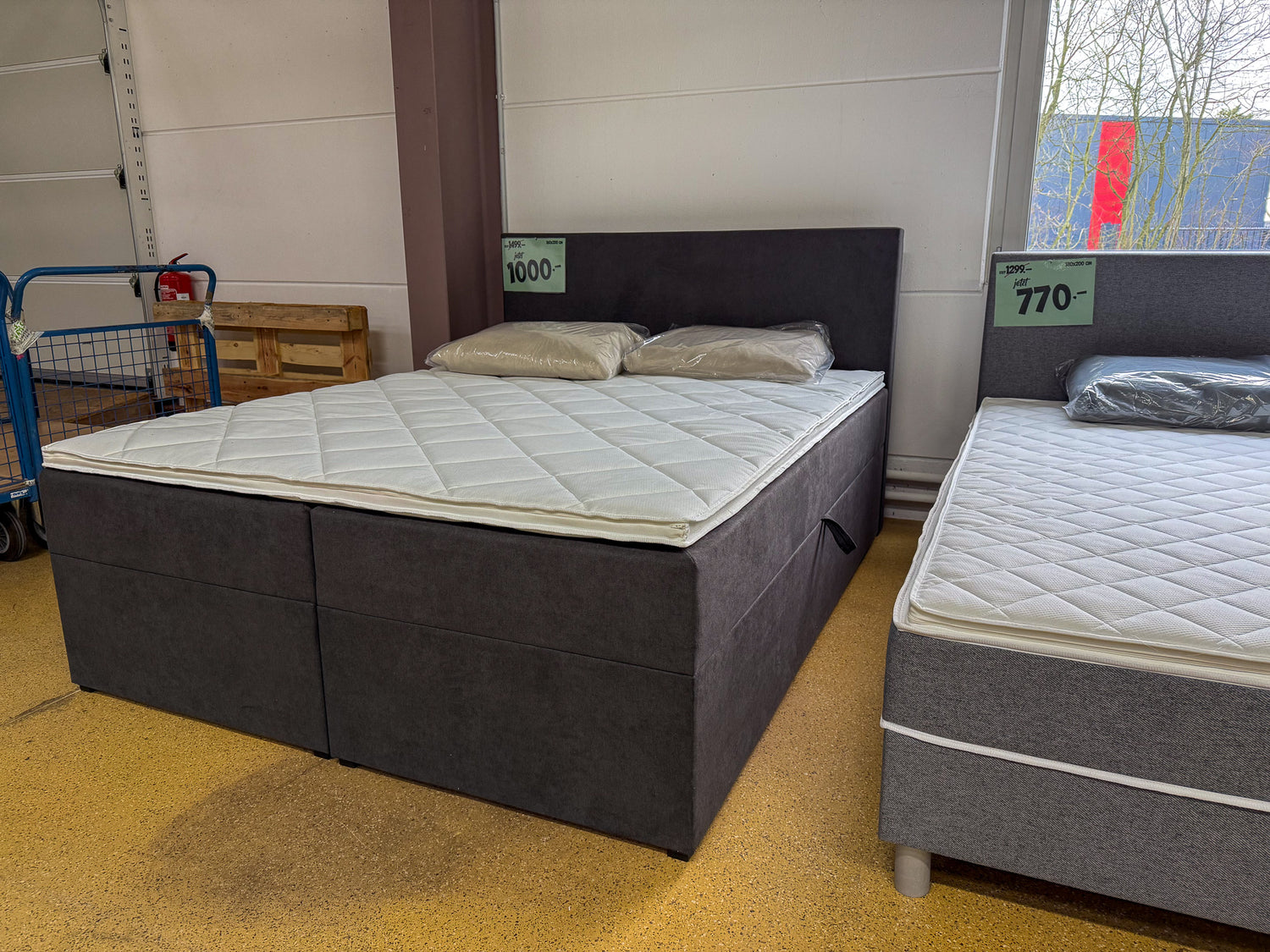 Boxspringbett mit Stauraum 160x200 6 Teilig - Dunkelgrau - Bett