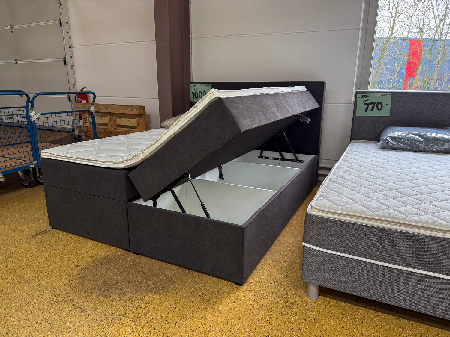 Boxspringbett mit Stauraum 160x200 6 Teilig - Dunkelgrau - Bett