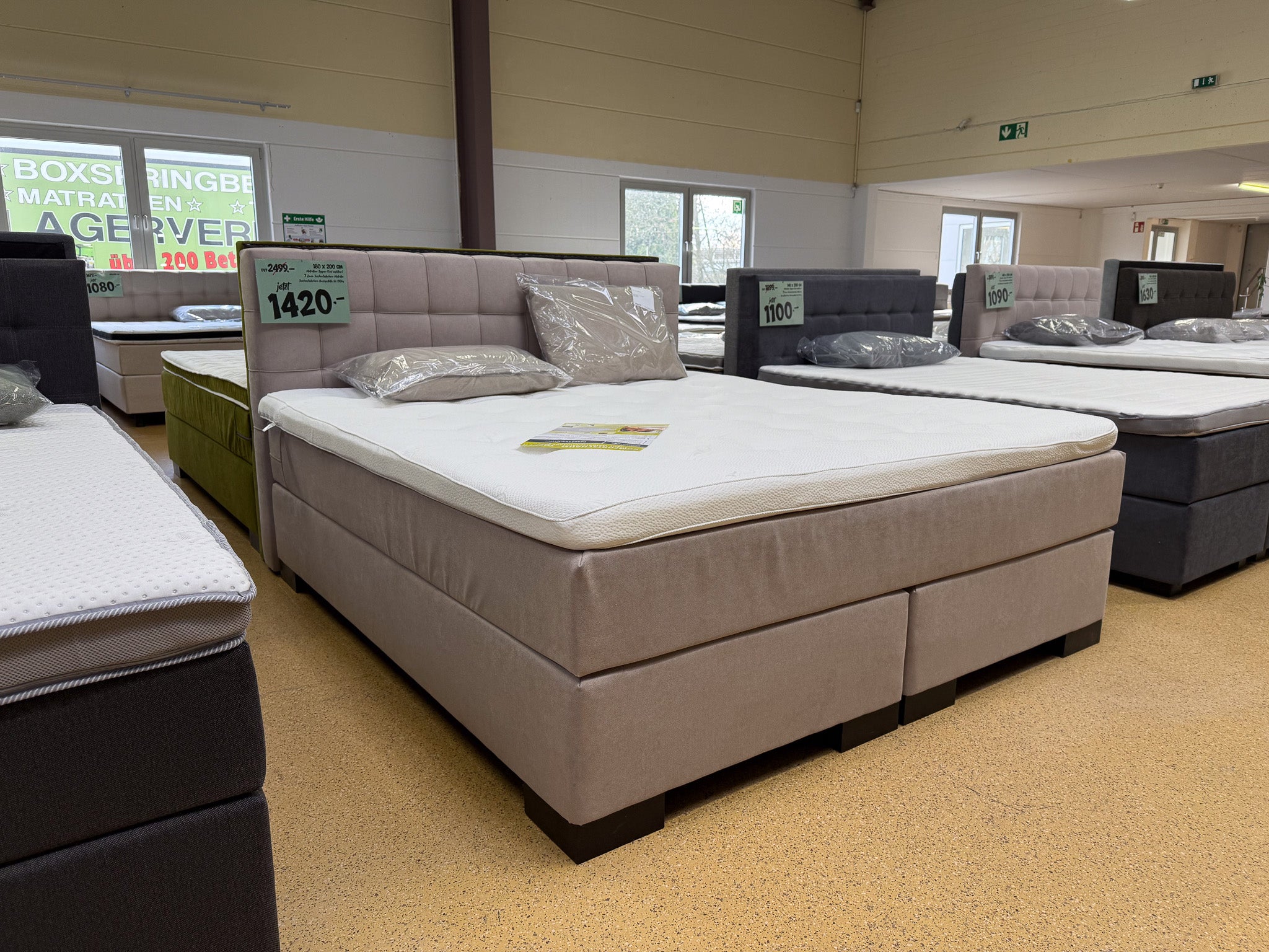 Boxspringbett 180x200 Beige 5 Teilig