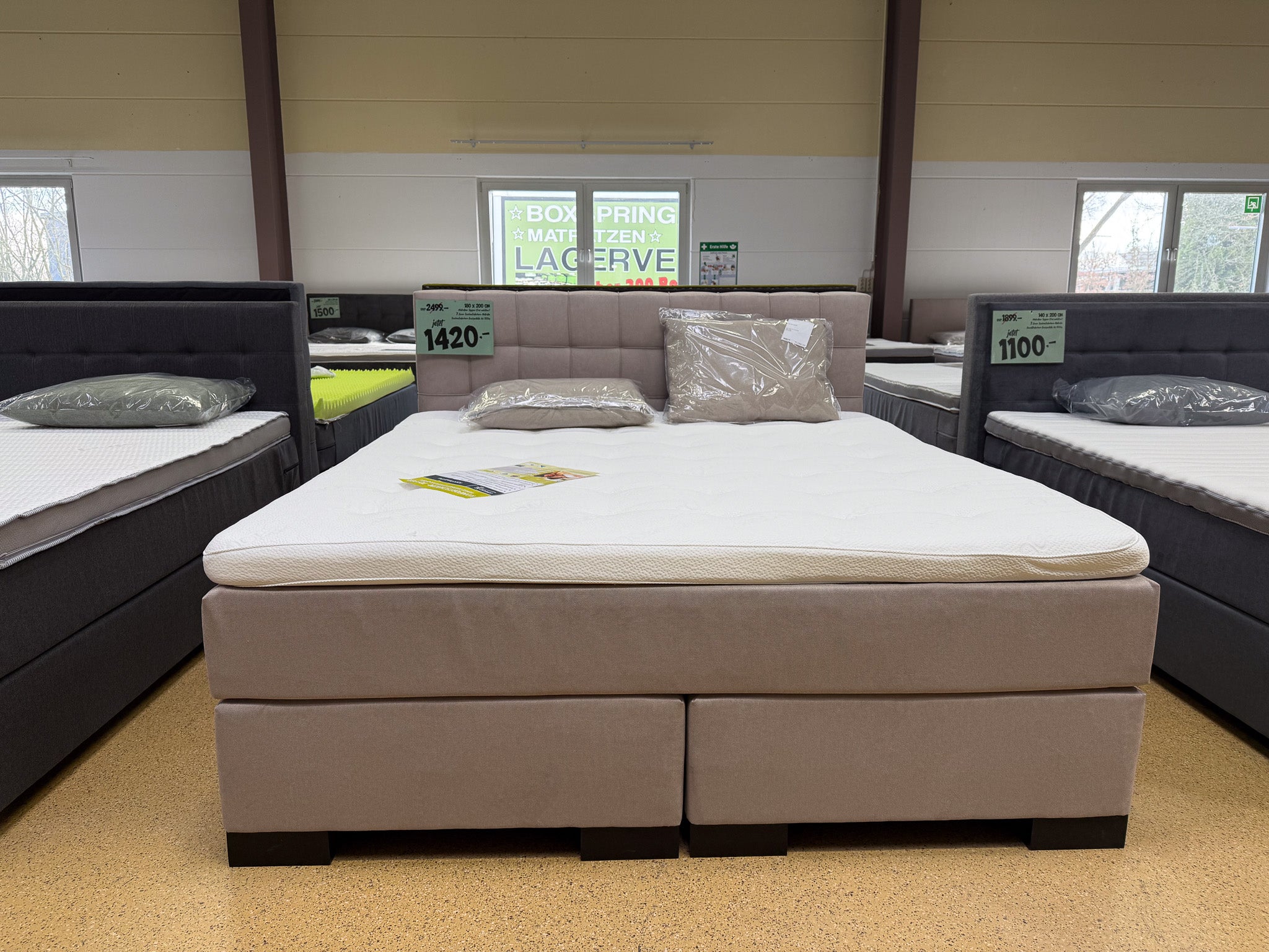 Boxspringbett 180x200 Beige 5 Teilig