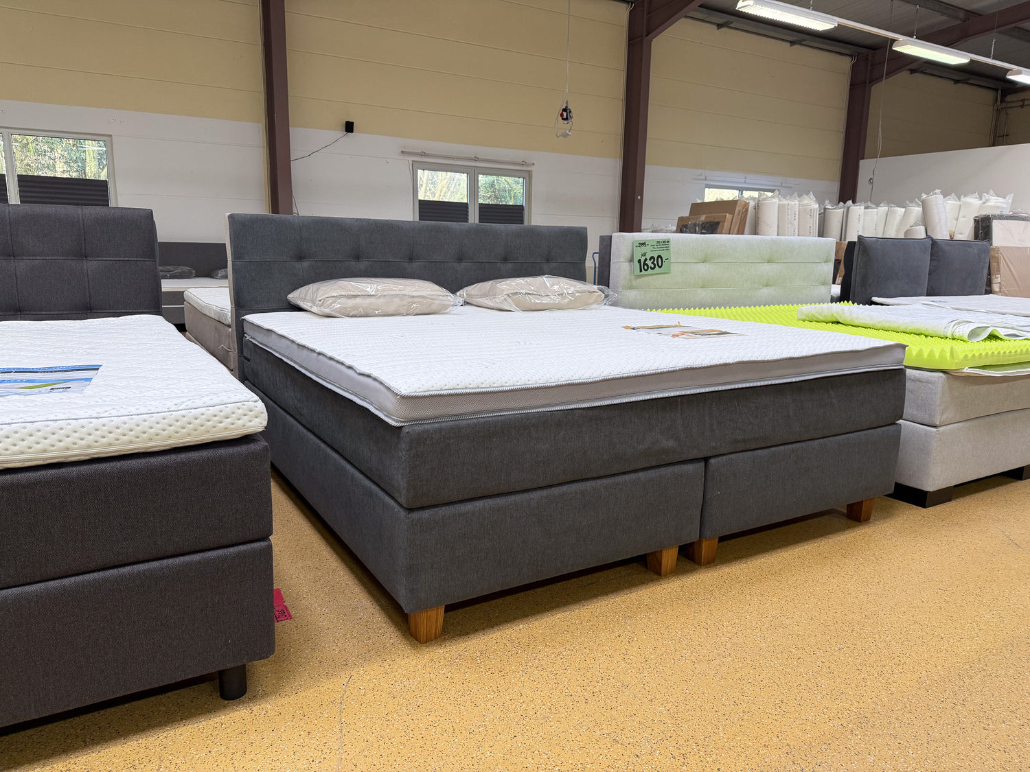 Boxspringbett 200x200 Anthrazit Grau 5 Teilig