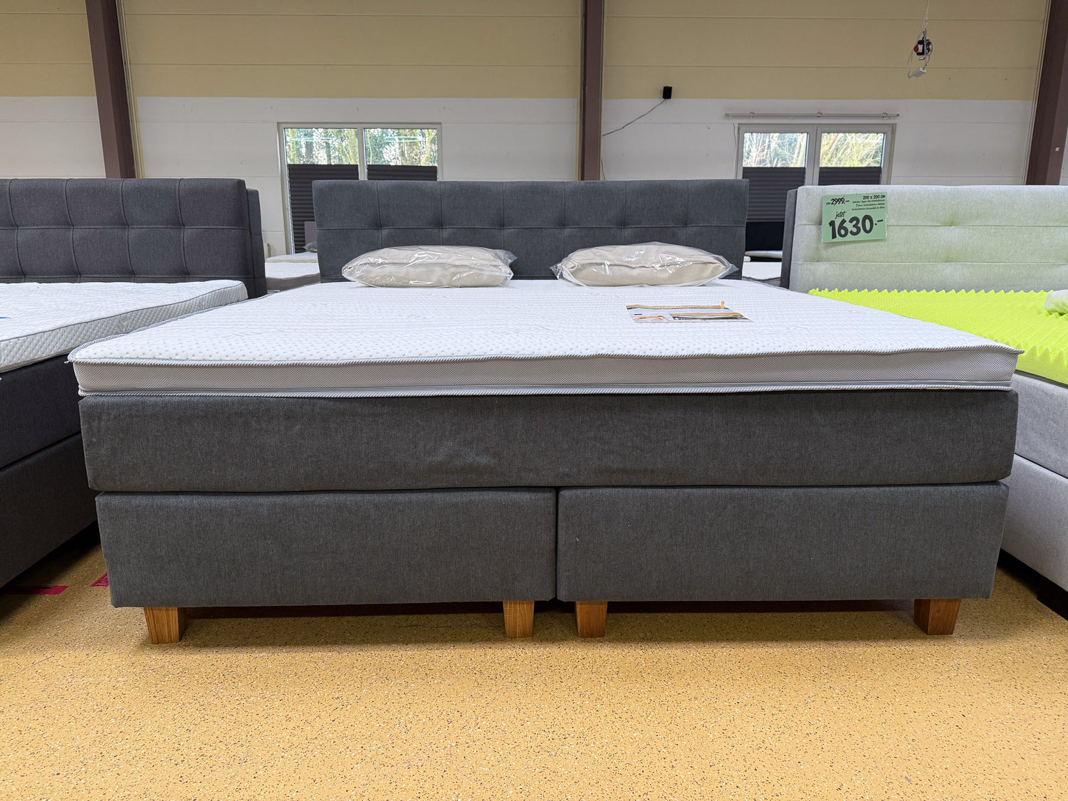 Boxspringbett 200x200 Anthrazit Grau 5 Teilig