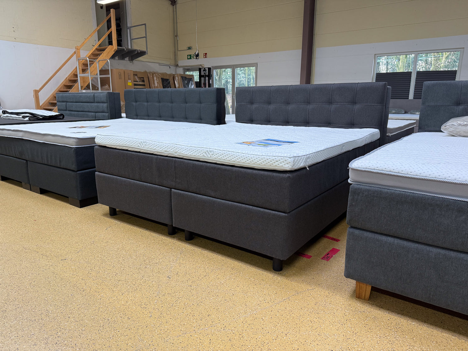 Boxspringbett 180x200 Dunkelgrau Schwarz 5 Teilig