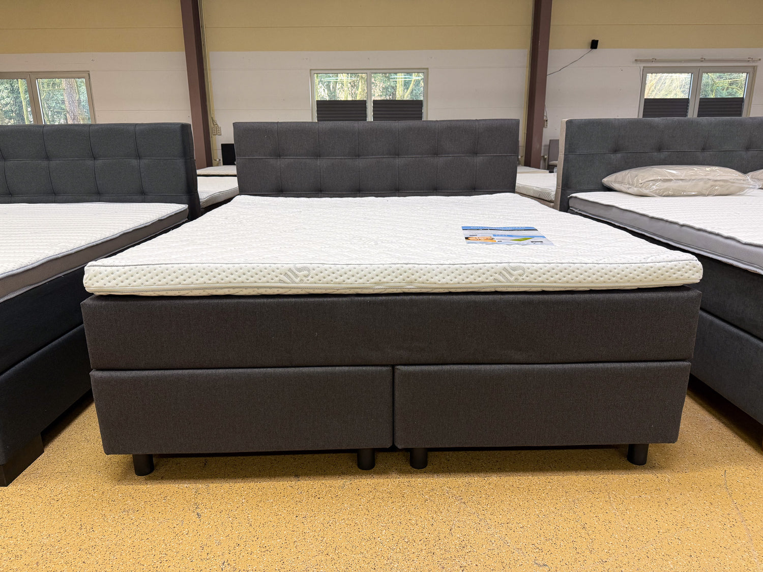Boxspringbett 180x200 Dunkelgrau Schwarz 5 Teilig