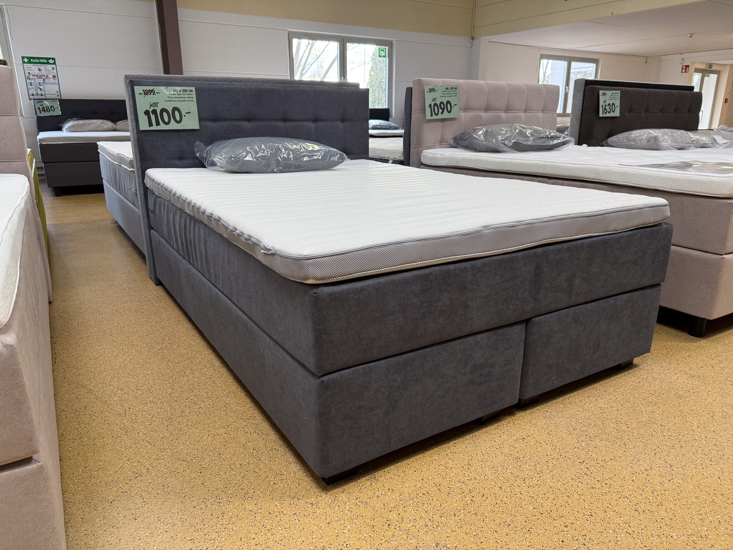 Boxspringbett 140x200 Grau 5 Teilig