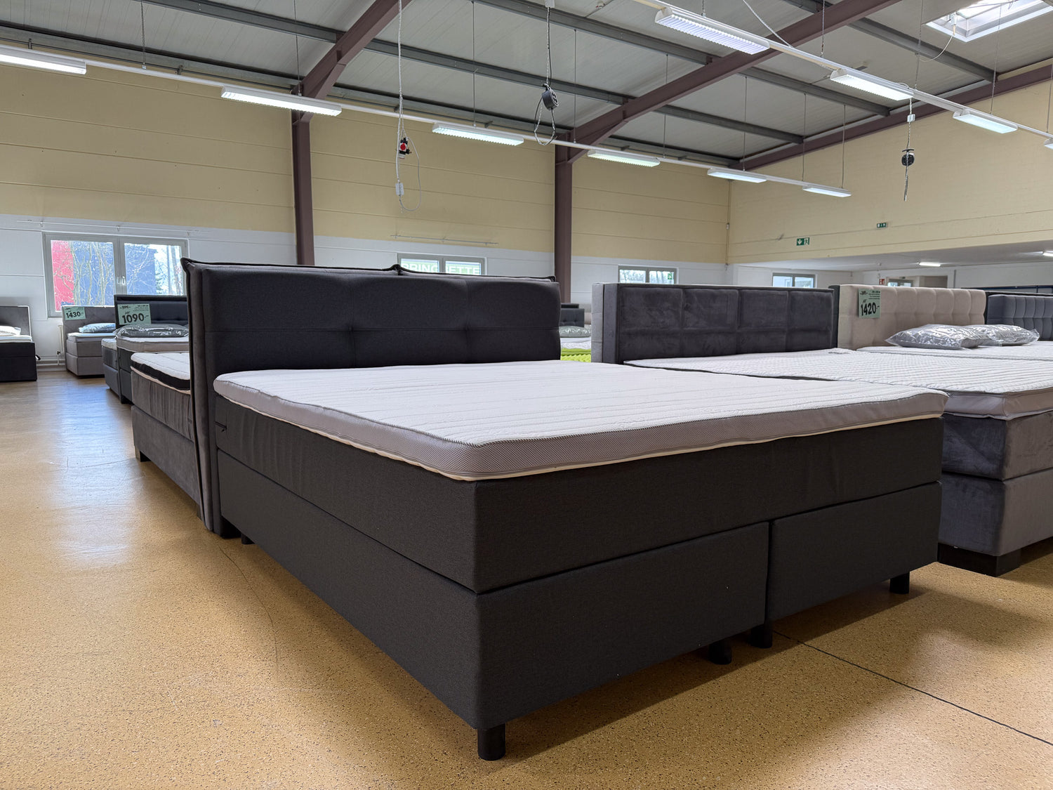 Boxspringbett 180x200 Stoff Dunkelgrau 5 Teilig