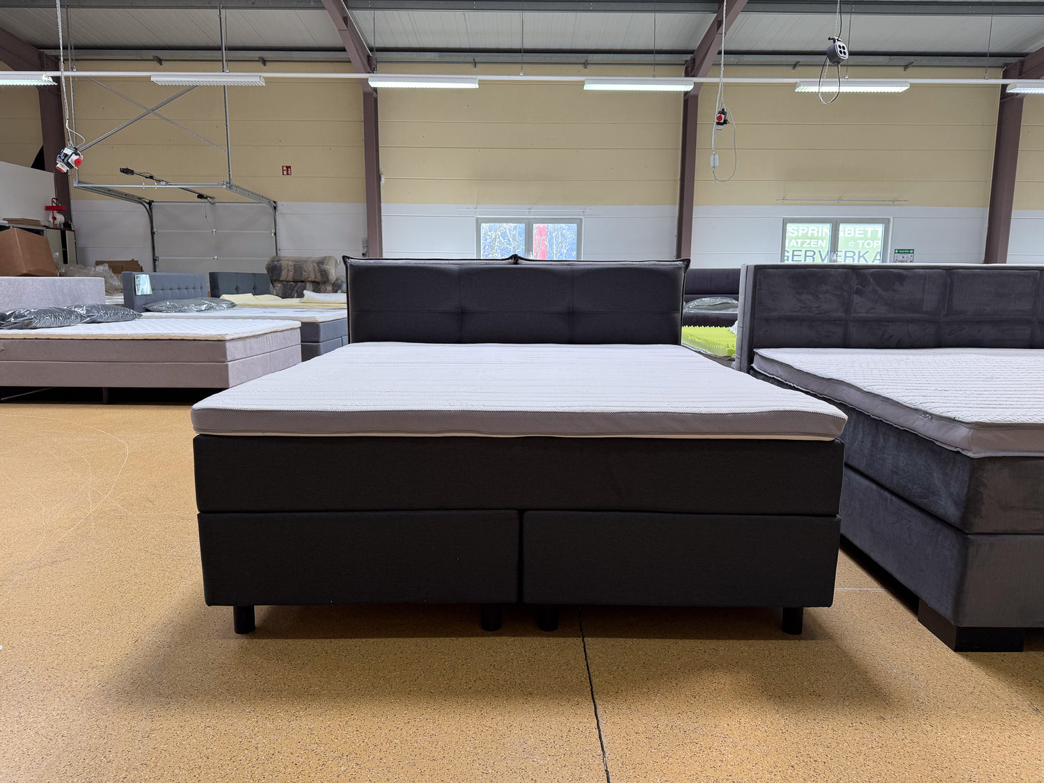 Boxspringbett 180x200 Stoff Dunkelgrau 5 Teilig