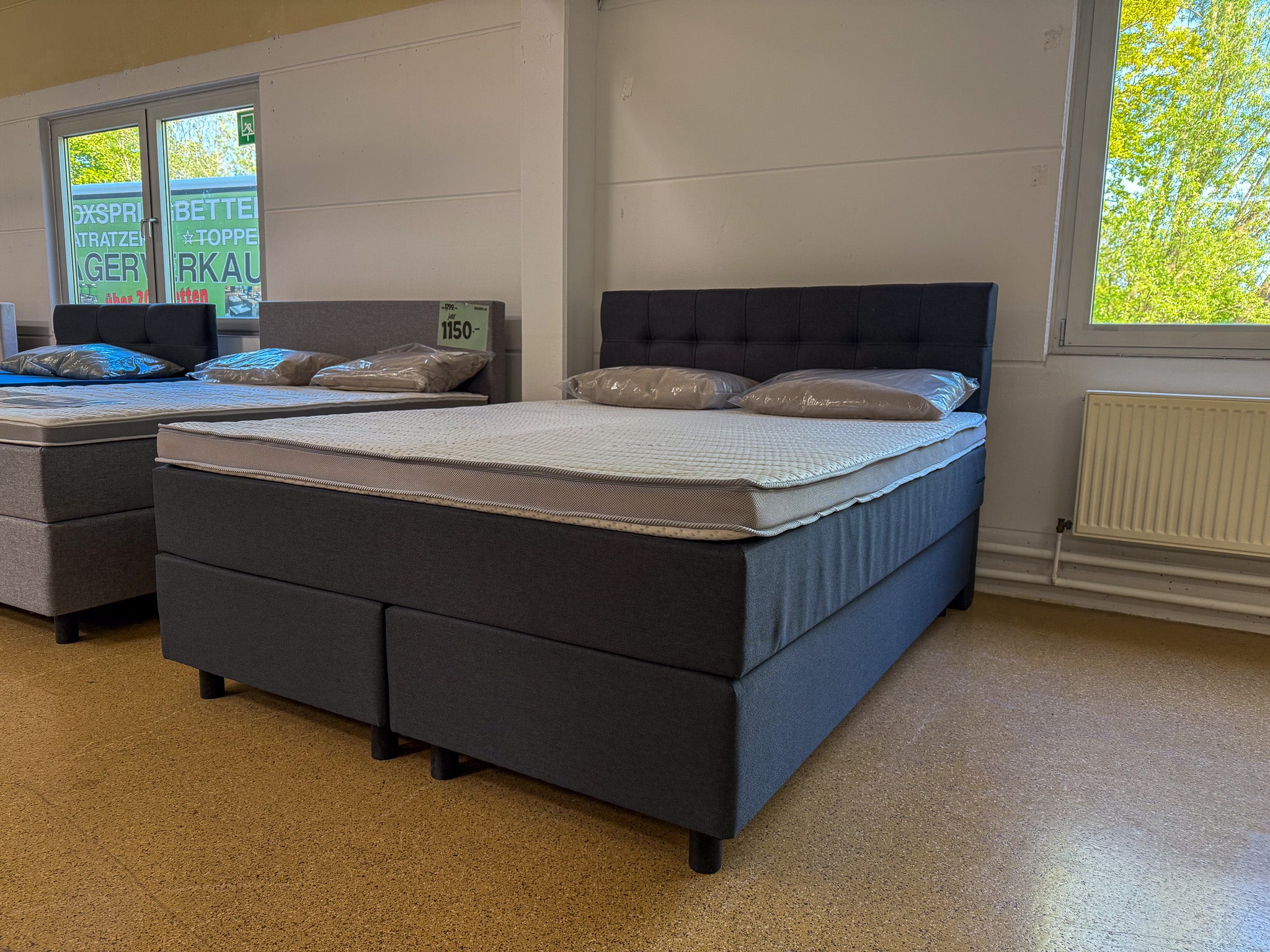 Boxspringbett 160x200 Dunkelgrau 5 Teilig