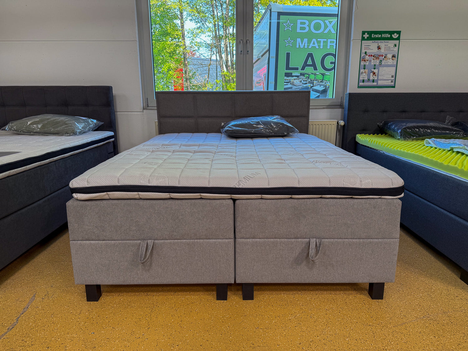 Boxspringbett mit Stauraum 160x200 6 Teilig Beige Grau Bett