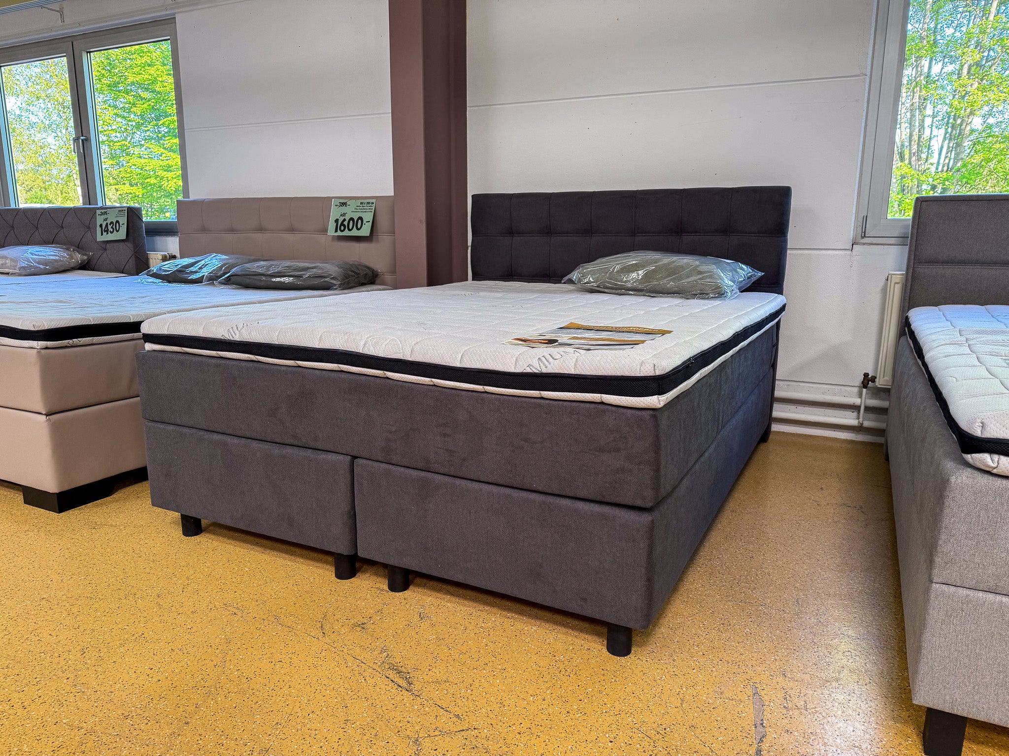 Boxspringbett 160x200 Dunkelgrau 5 Teilig