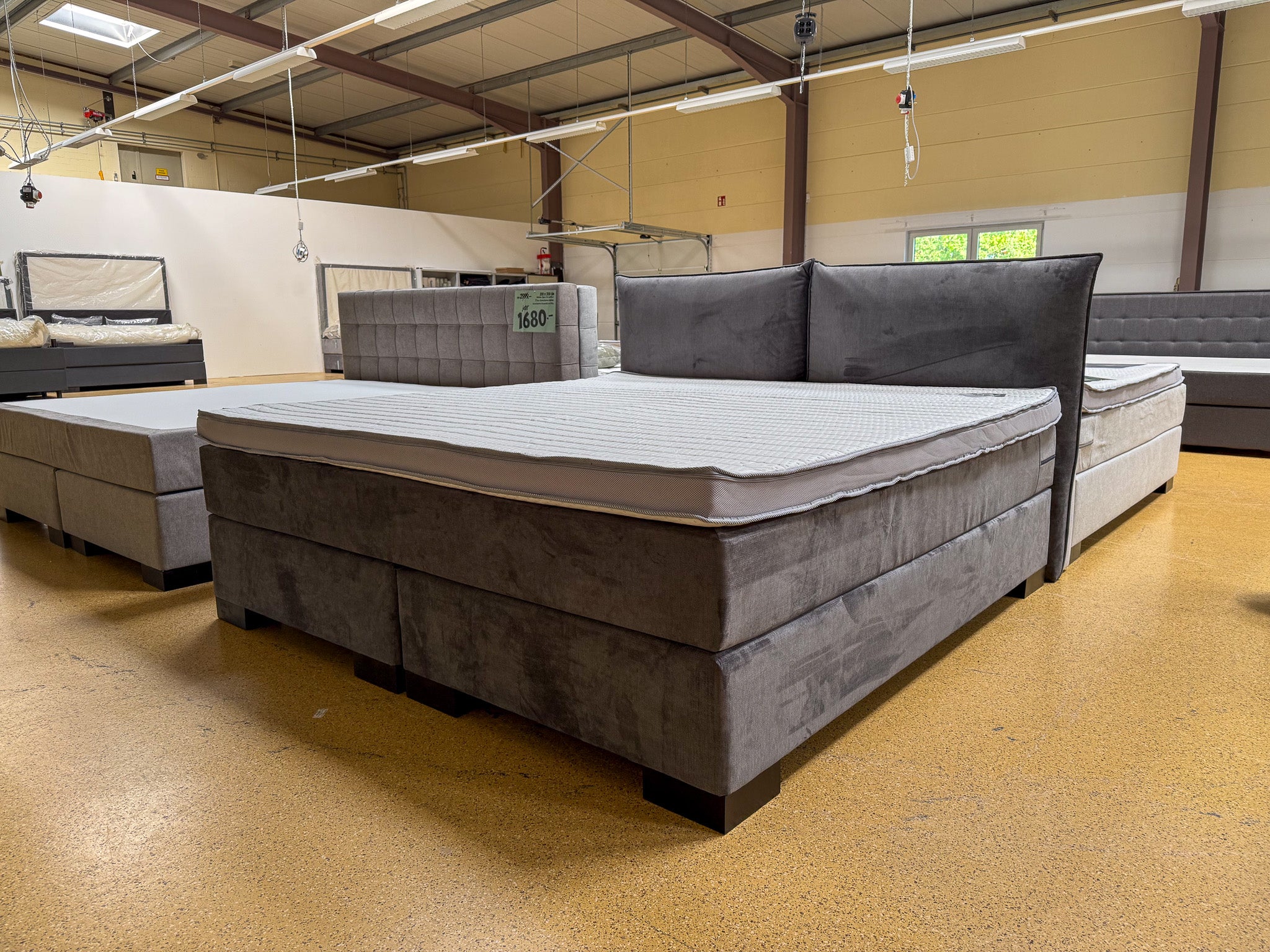 Boxspringbett 200x200 Stoff Samt Dunkelgrau 5 Teilig