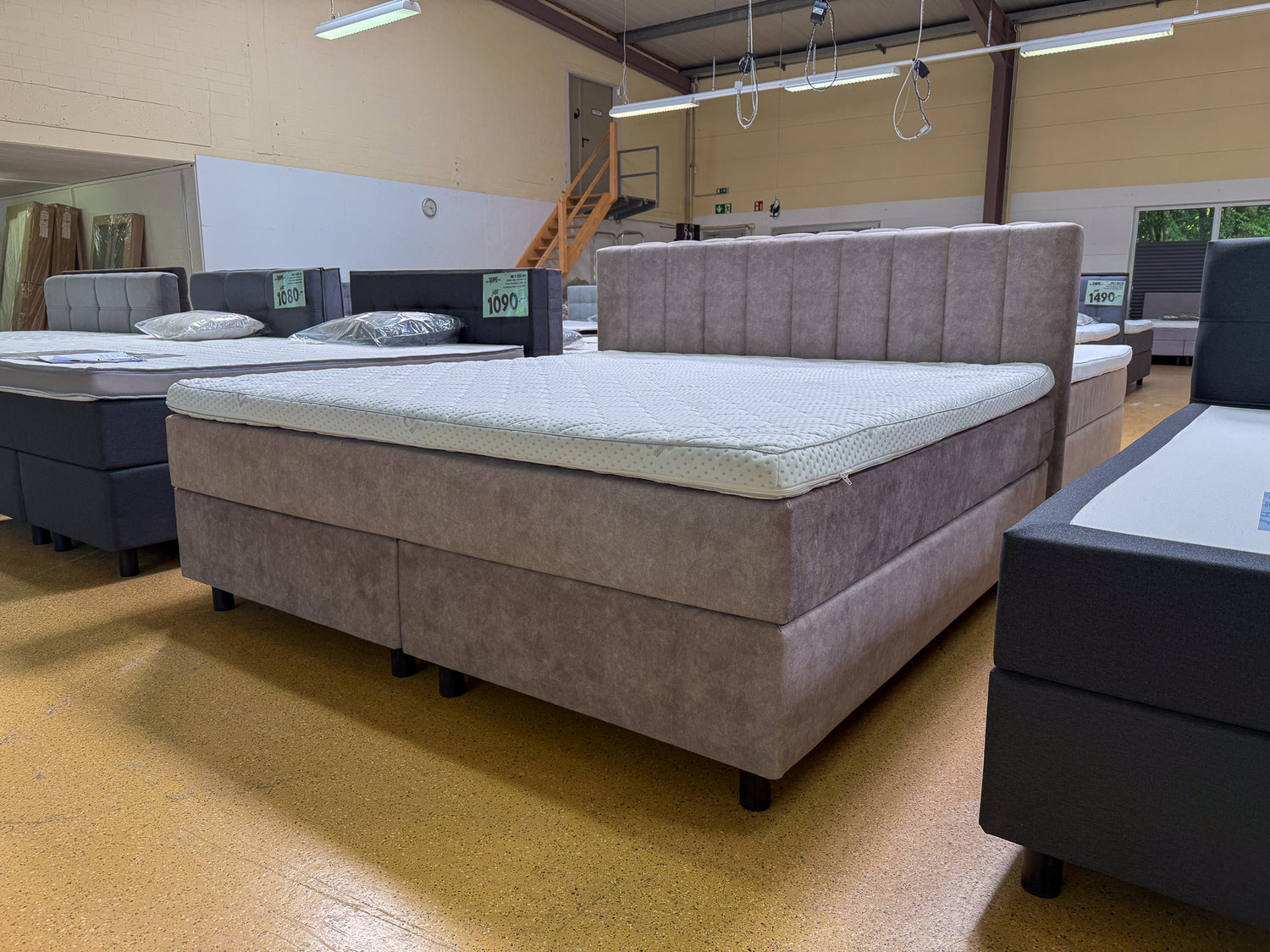 Boxspringbett 200x200 Stoff Samt Beige 5 Teilig