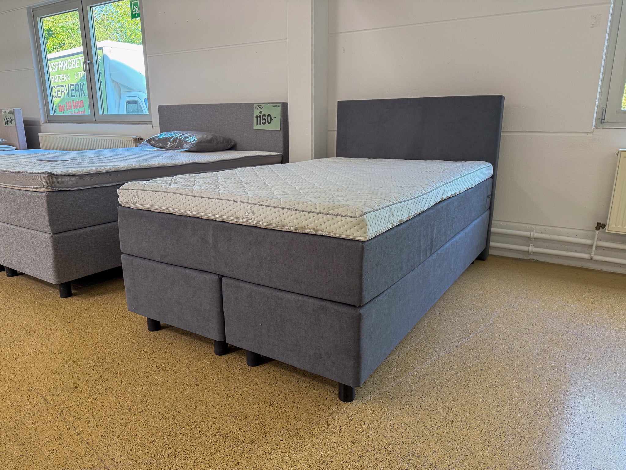 Boxspringbett 120x200 Grau 5 Teilig