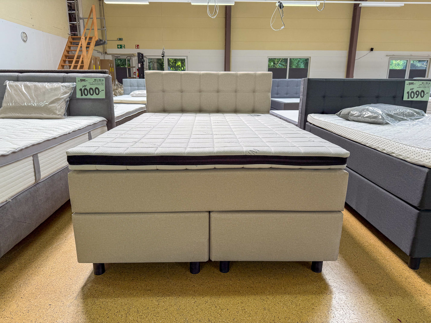 Boxspringbett 140x200 Beige - 5 Teilig