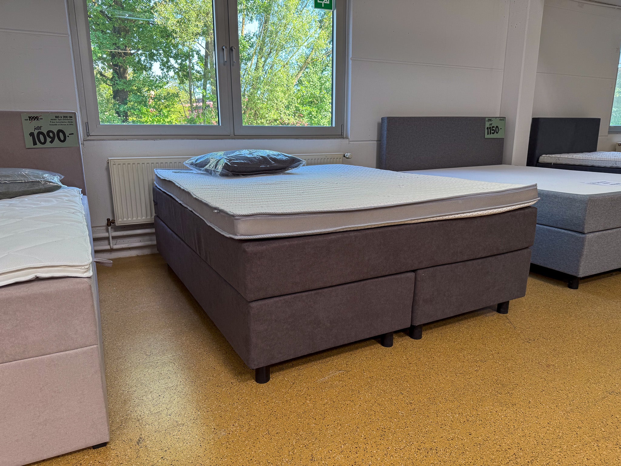 Boxspringbett 160x200 Grau 4 Teilig ohne Kopfteil