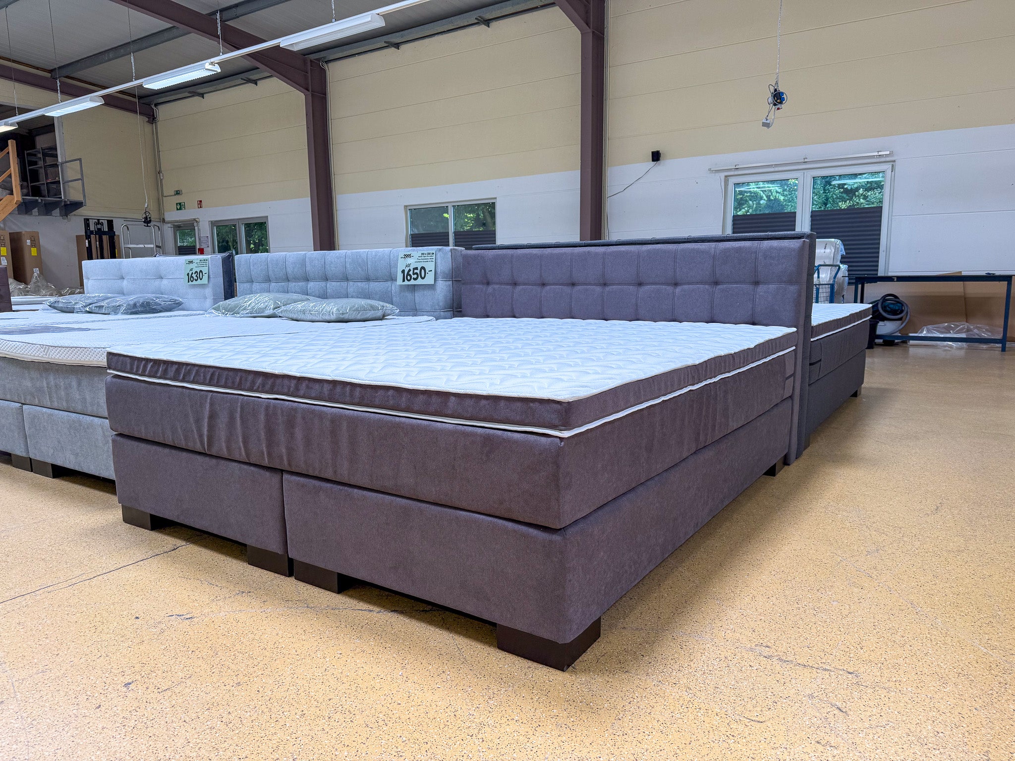 Boxspringbett 200x220 Stoff Grau 5 Teilig