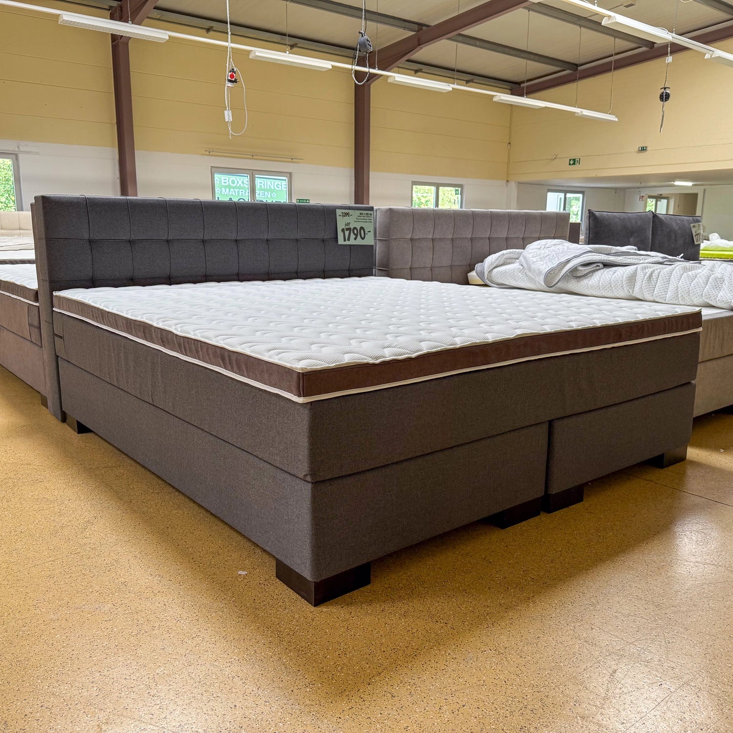 Boxspringbett 200x220 Stoff Dunkelgrau 5 Teilig